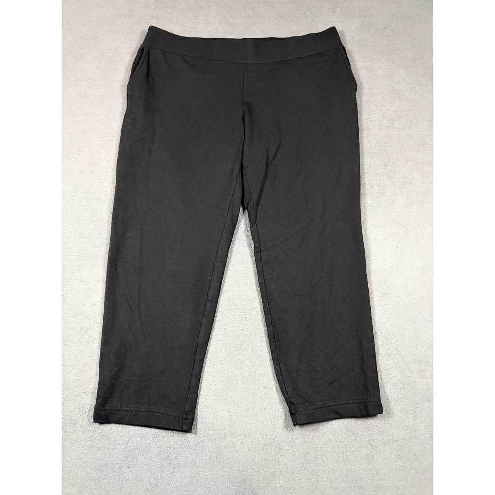 Pure Jill Affinity French Terry Slim Crop Womens M Petite Black Pull On Pants